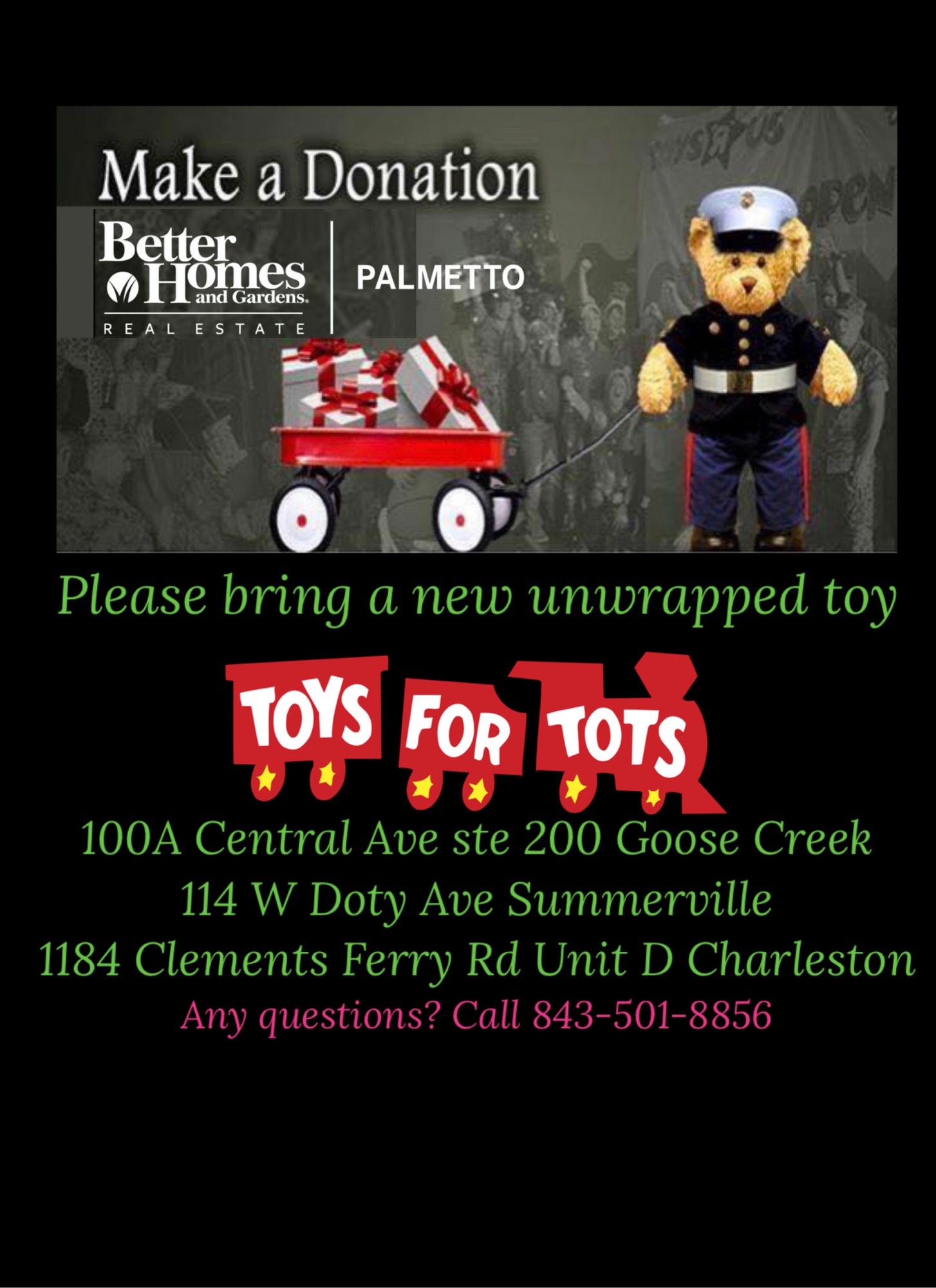 Charleston Toys for tots locations