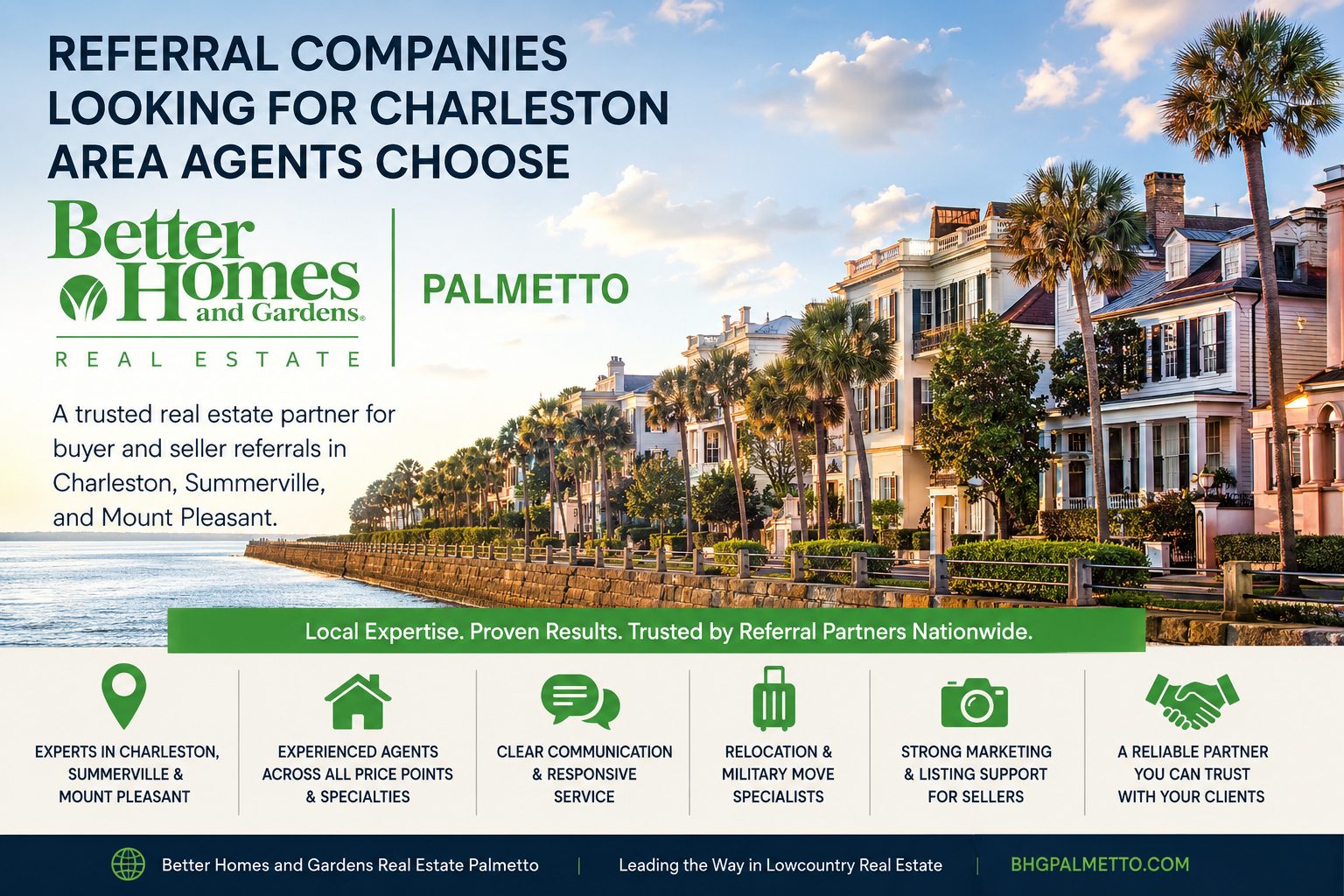 Referral Companies Looking for Charleston Area Agents Choose Better Homes and Gardens Real Estate Palmetto